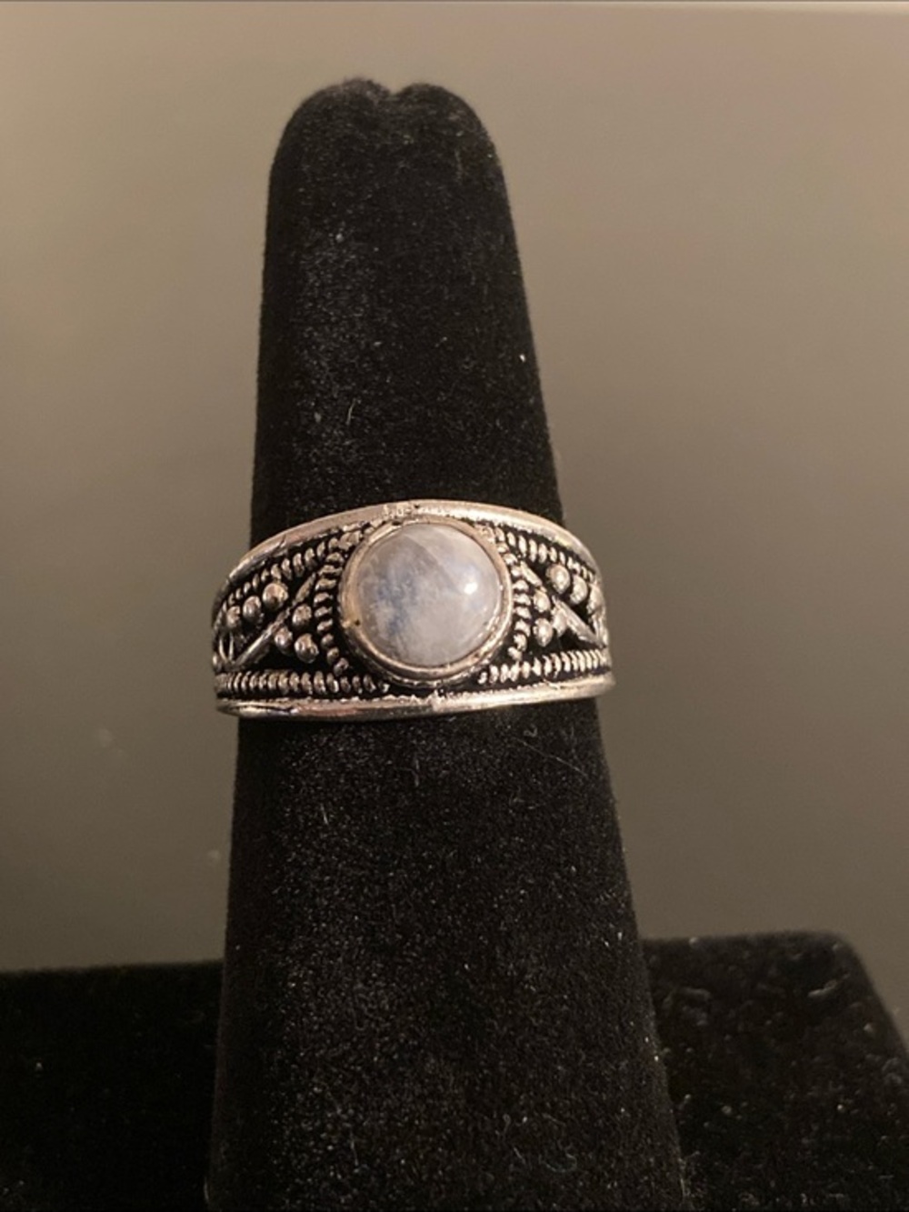 Moonstone Accent Silver-Tone Statement Ring size 6